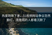 热度刚降下来，51视频网站争议忽然翻红，连旁观的人都看沉默了