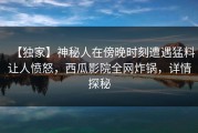 【独家】神秘人在傍晚时刻遭遇猛料让人愤怒，西瓜影院全网炸锅，详情探秘