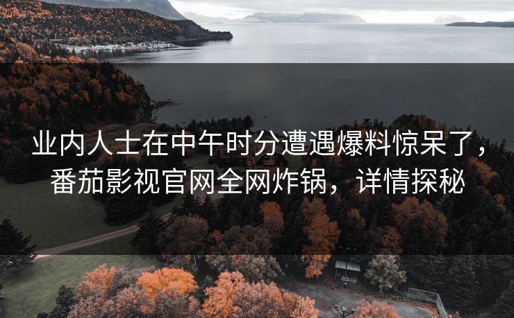 业内人士在中午时分遭遇爆料惊呆了，番茄影视官网全网炸锅，详情探秘